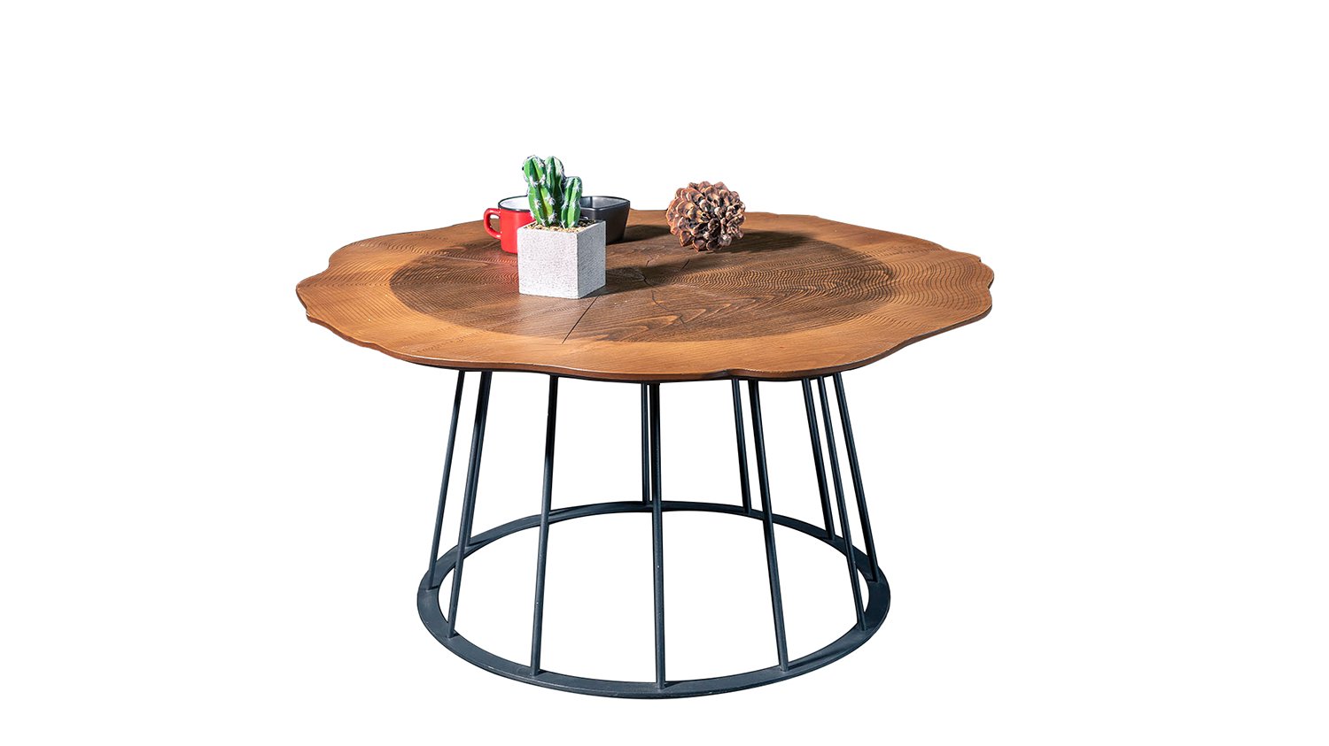 Achille Table effet naturel, en bois et en métal.