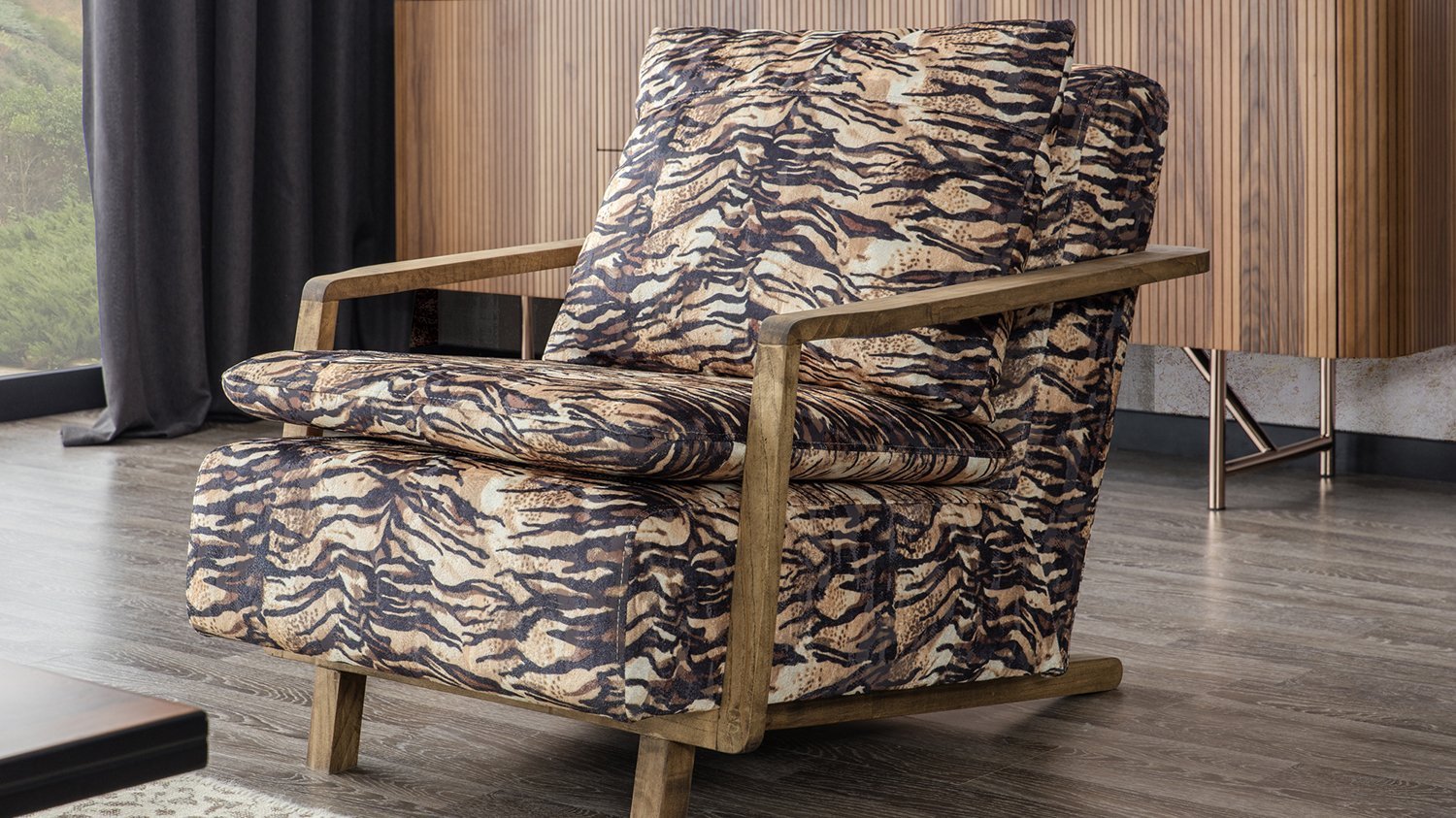 Agathe fauteuil design, au motifs Tigre