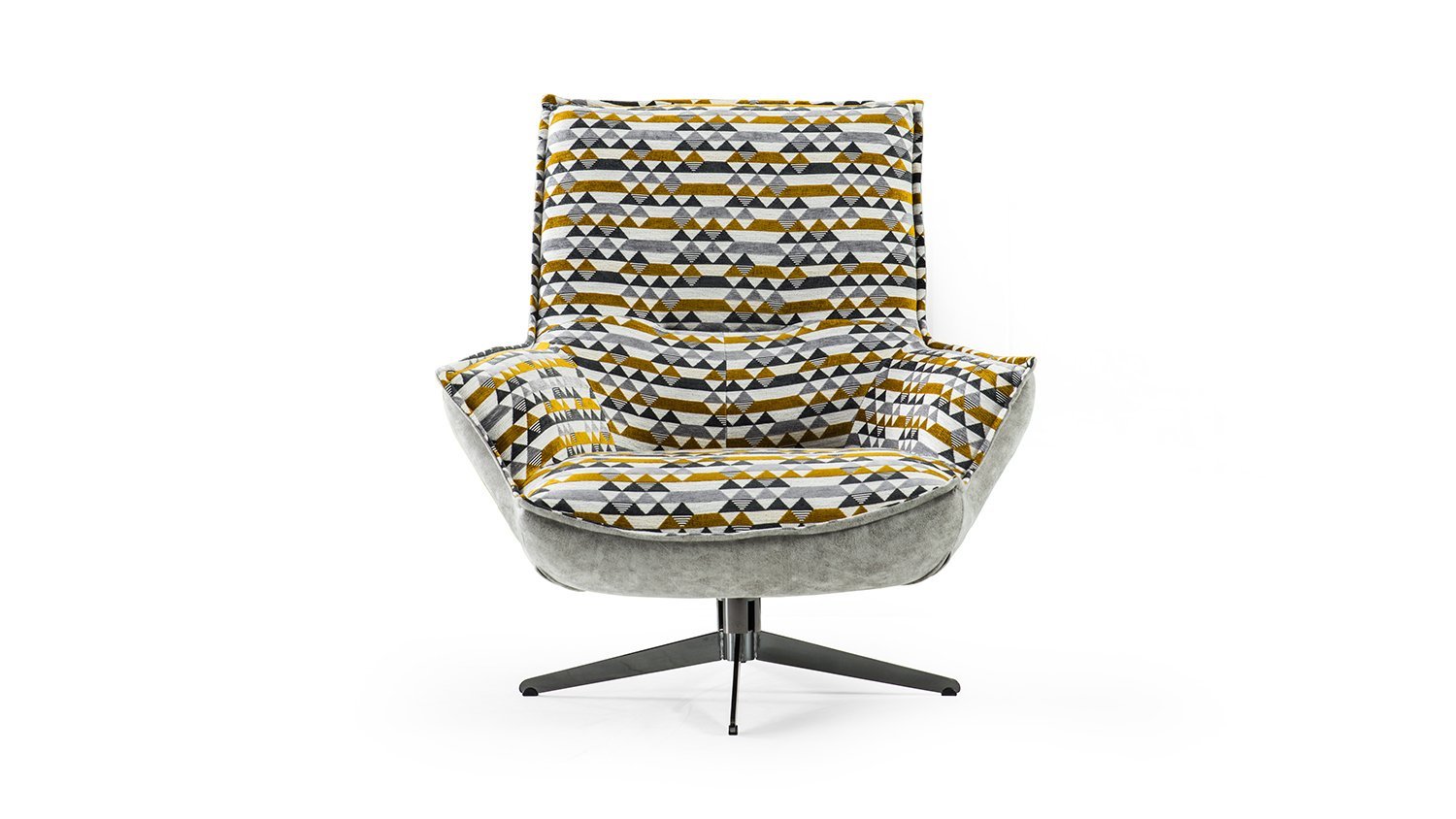 Rio - Fauteuil gris clair à motifs jaune et bleu