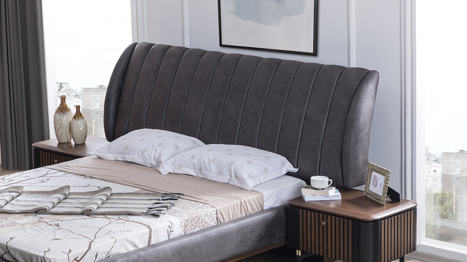 Arche, lit design en simili-cuir