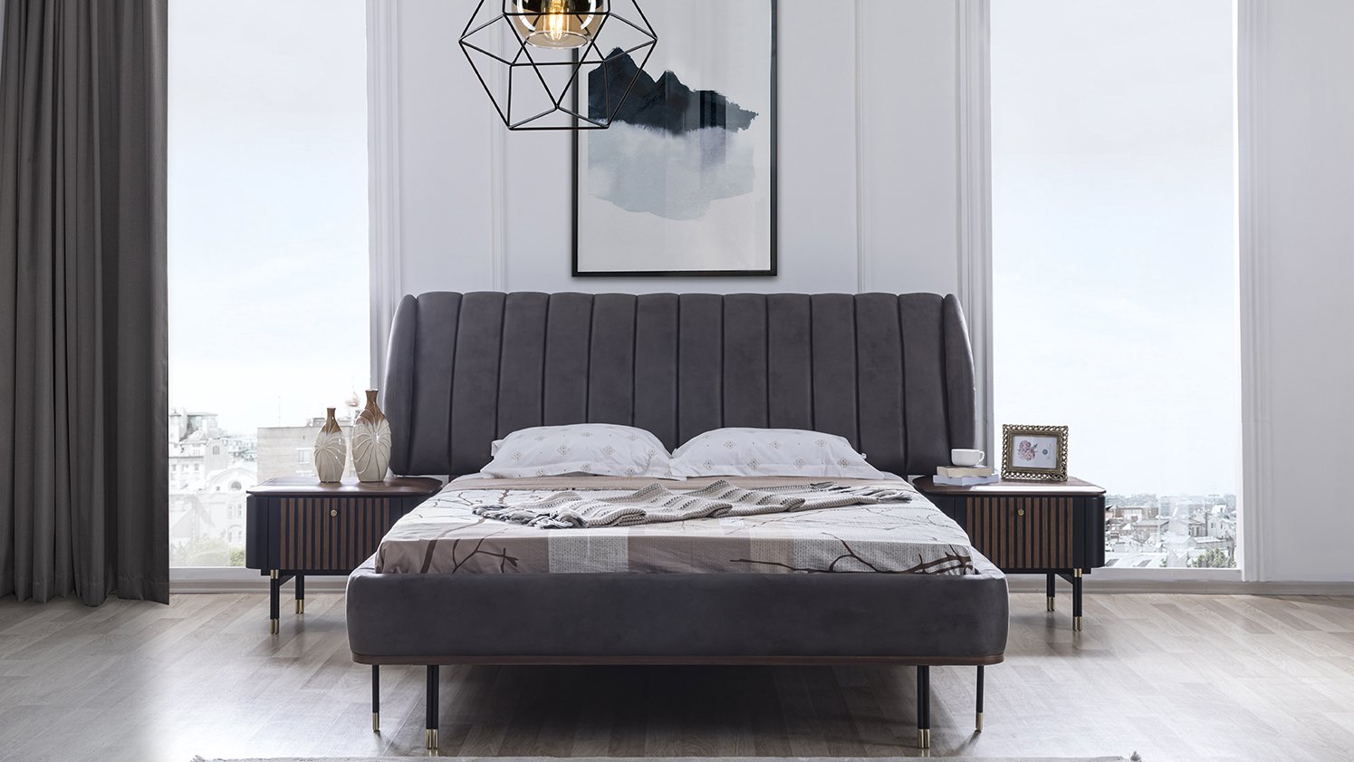 Lit king size avec tête de lit