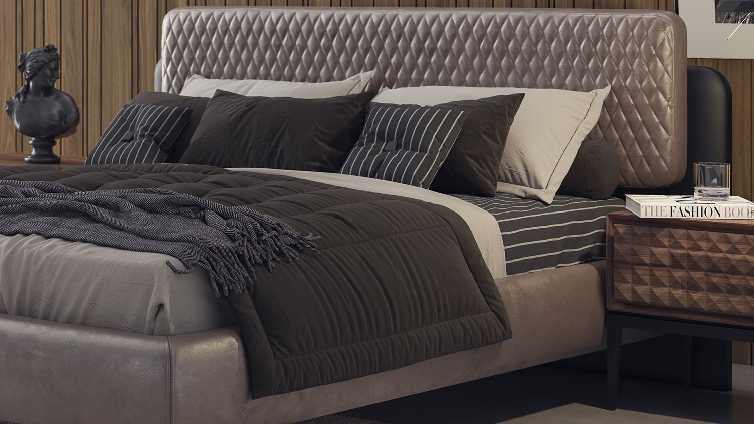Berrando, Lit king size, au design classique