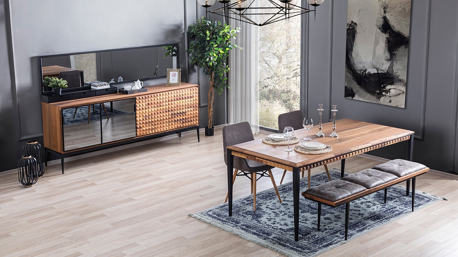 Berrando table à manger moderne au style industriel