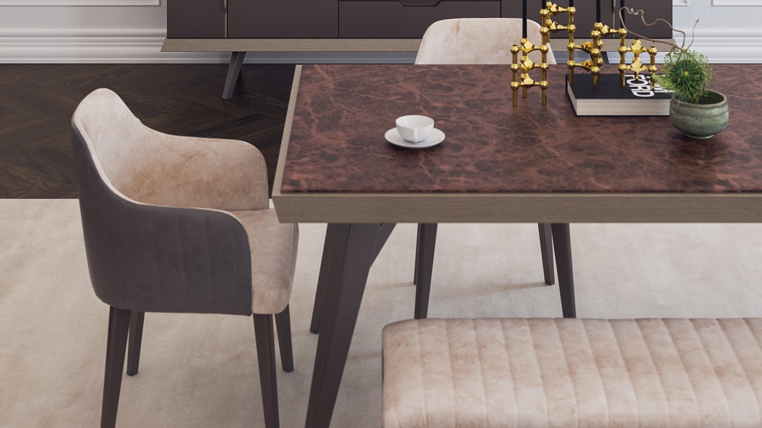 Table design Vienne en bois brut