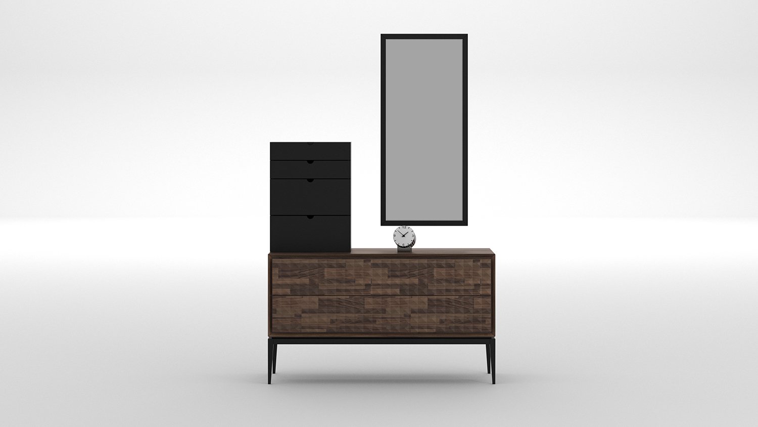 Berrando commode marron design en bois de noyer