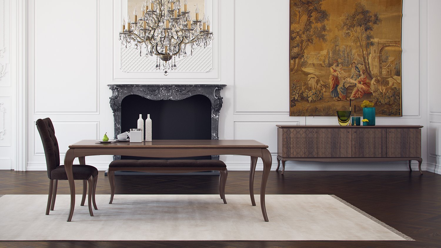 Buffet marron au design royal