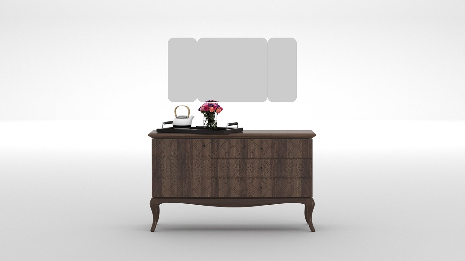Commode camellia avec miroir