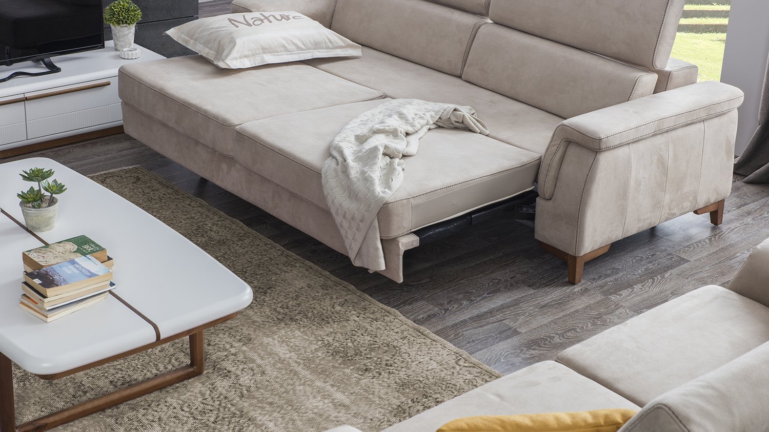 Blanche canapé 3 places convertible beige