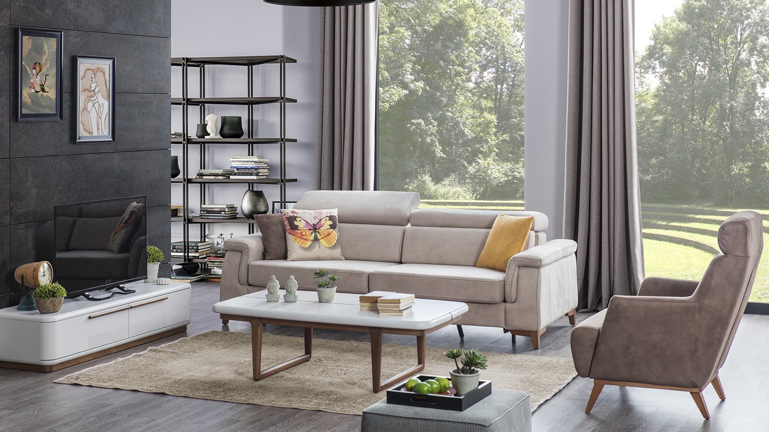 Blanche fauteuil marron