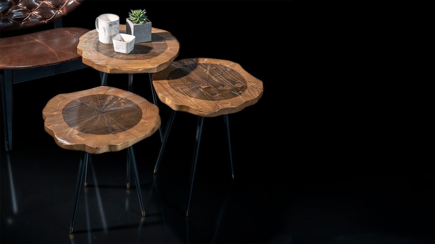 Holz set de 3 tables designs