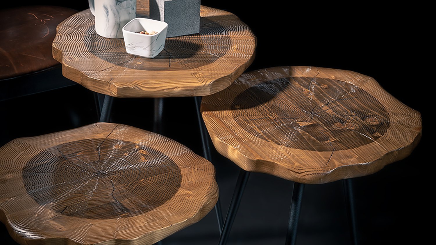 Holz set de 3 table d'appoint en bois