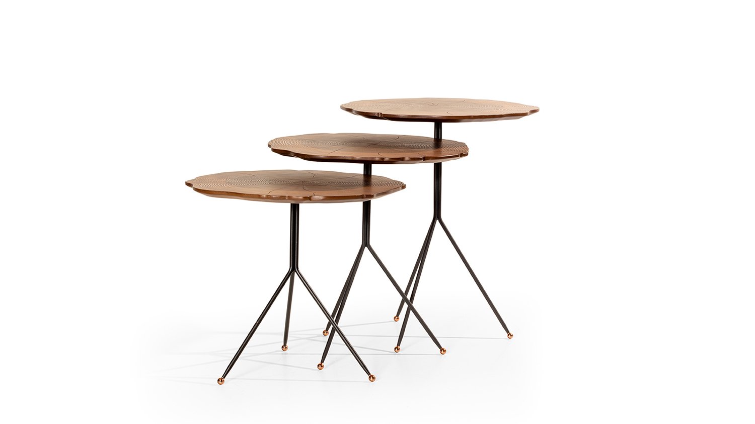 Wood set de 3 tables, style industriel